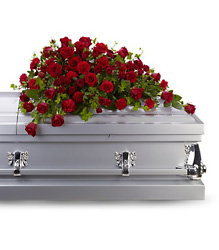 Red Rose Reverence Casket Spray from McIntire Florist in Fulton, Missouri